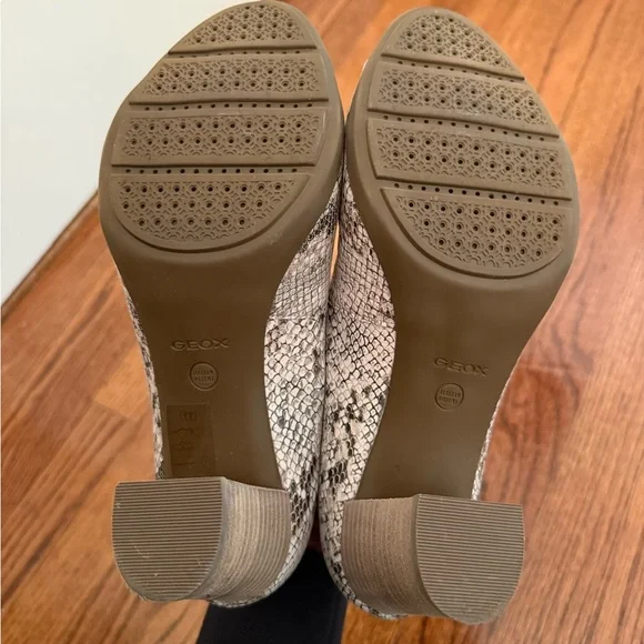 Geox Snakeskin Peep-Toe Block Heels - Picture 5 of 6